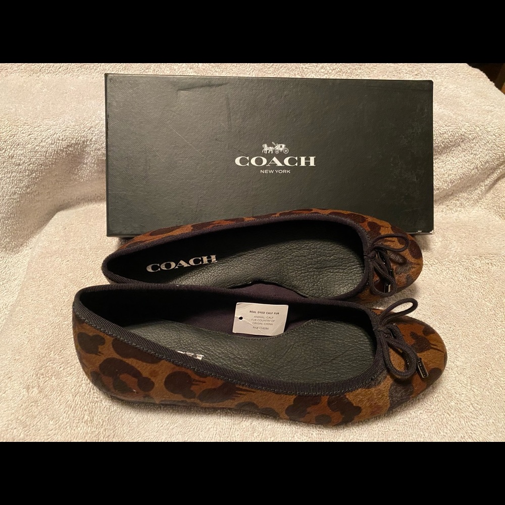 Coach Lara Calf Fur Flats Size 6